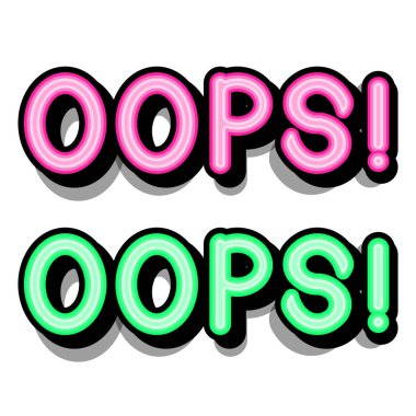 Oops - ile harfler retro beyaz bir arka plan üzerinde gölgeler. Vektör