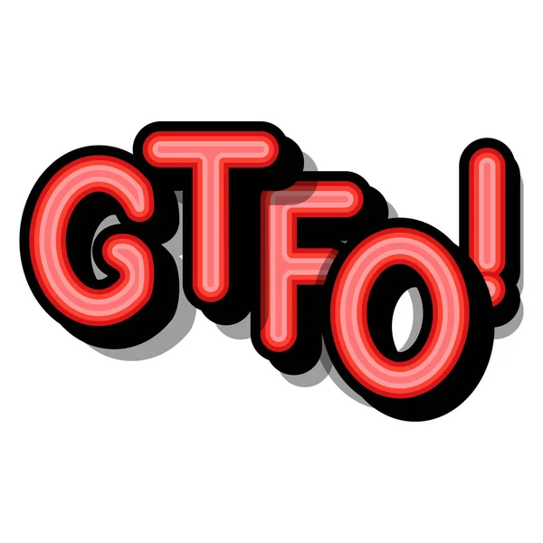 GTFO - retro belettering met schaduwen op een witte achtergrond. Vector — Stockvector