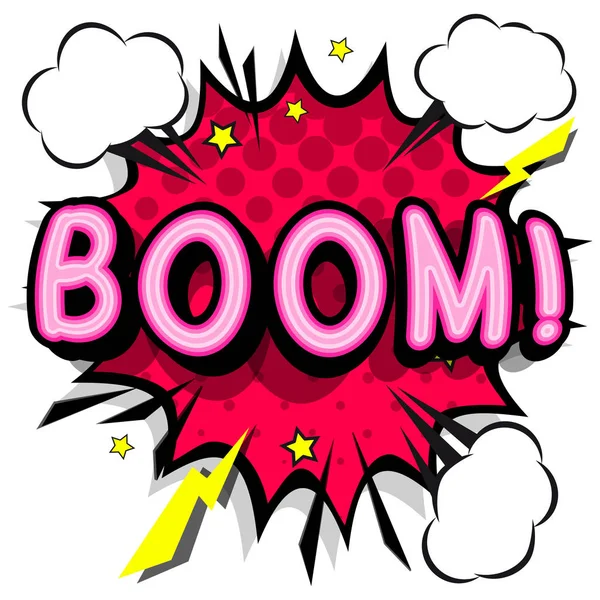 Boom - gölgeler ile yazı retro retro afiş arka plan üzerinde noktalı resim deseni. 