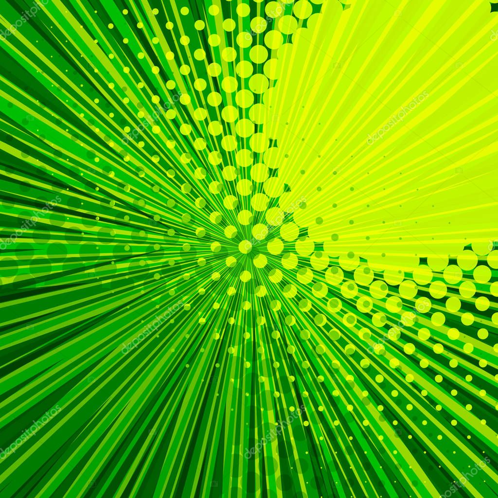 Abstract Comic Green Background Style Pop Art Design Retro Burst