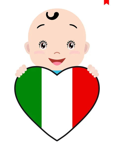 Lachende Gezicht Van Een Kind Vlag Een Baby Een Italië — Stockvector