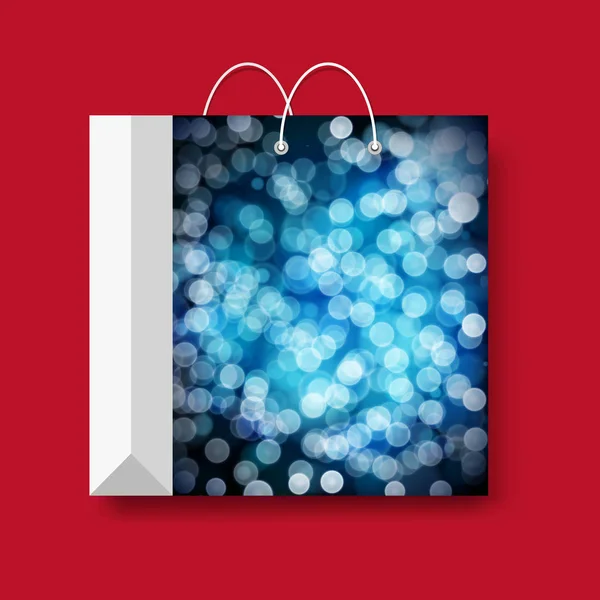 Sac shopping en papier, symbole marketing vectoriel isolé sur fond rouge . — Image vectorielle