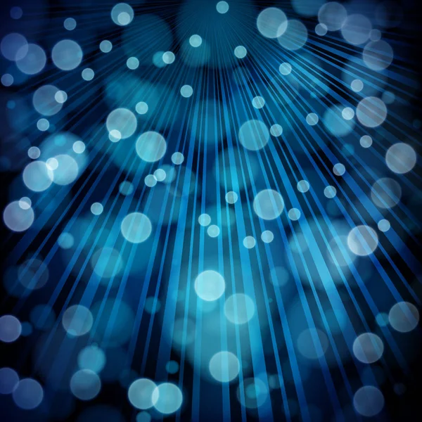 Fond abstrait bleu avec des rayons, bokeh lumières déconcentrées . — Image vectorielle