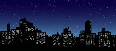 Cityscape siyah silüeti.