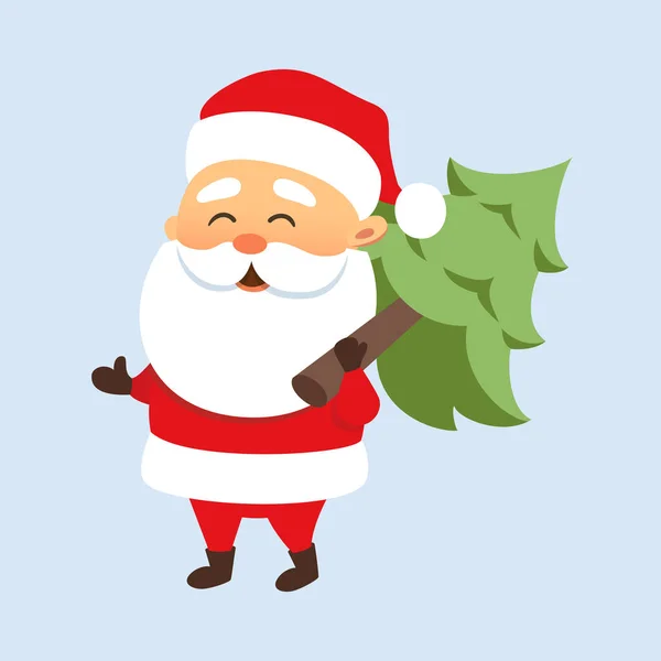 Santa with Christmas tree — Stock Vector