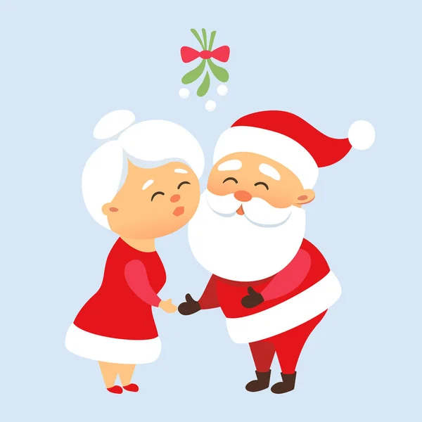 Weihnachtsmann küsst seine Frau — Stockvektor