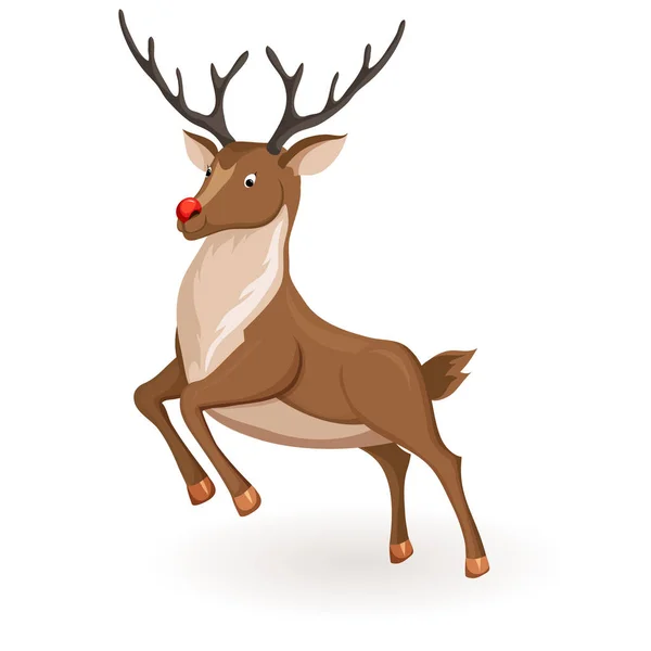 Jump cartoon reindeer — Stock Vector