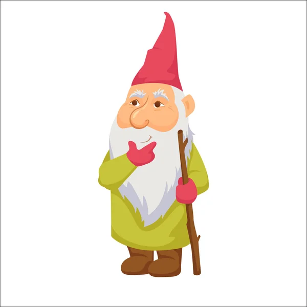 Gnomos. Enano pensativo. . — Vector de stock