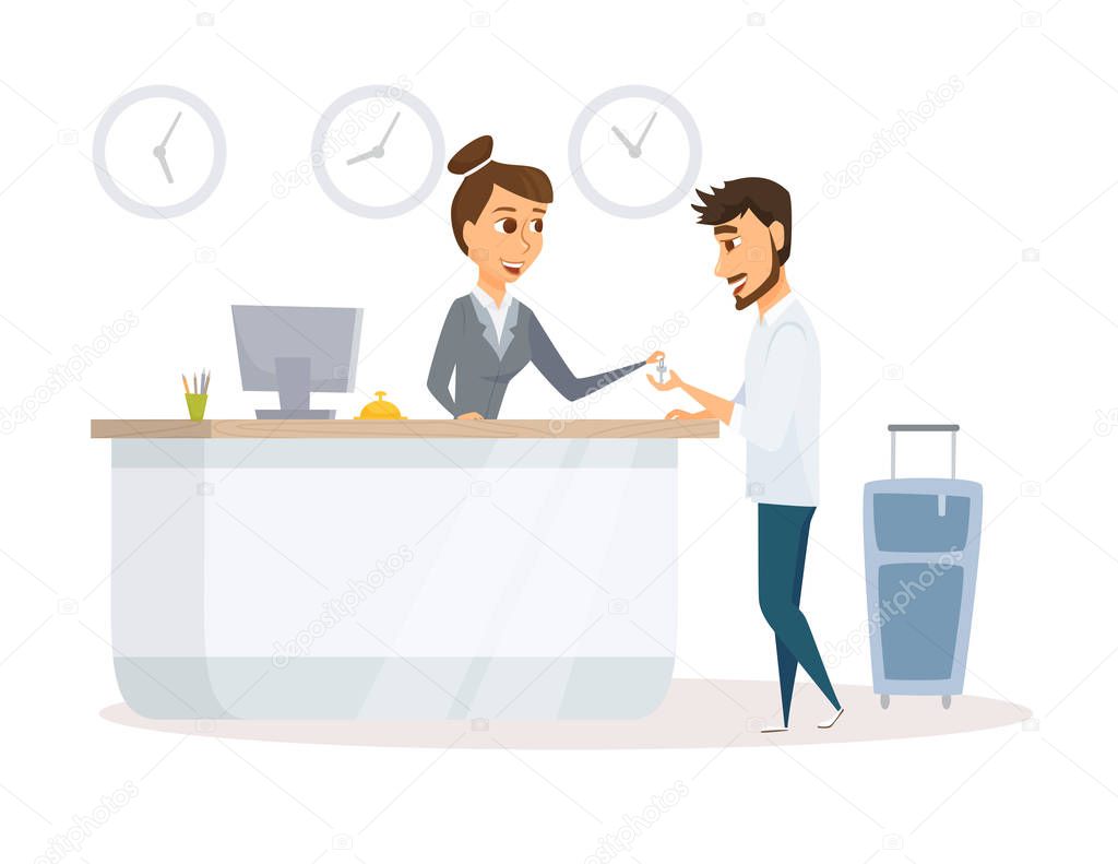 Receptionist and guest