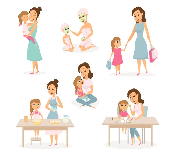 Set madre e hija — Vector de stock