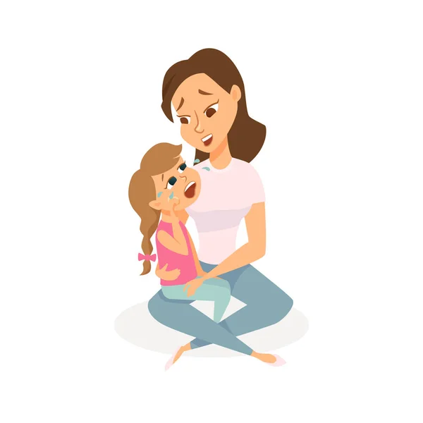 La hija está llorando. — Vector de stock