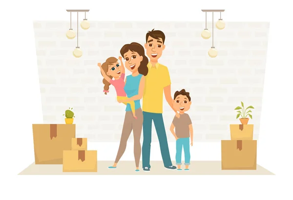 Family in new home — Stock Vector