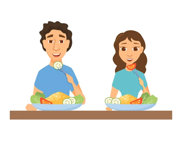 Paar ernährt sich gesund — Stockvektor
