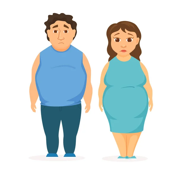 Obesidad masculina y femenina — Vector de stock