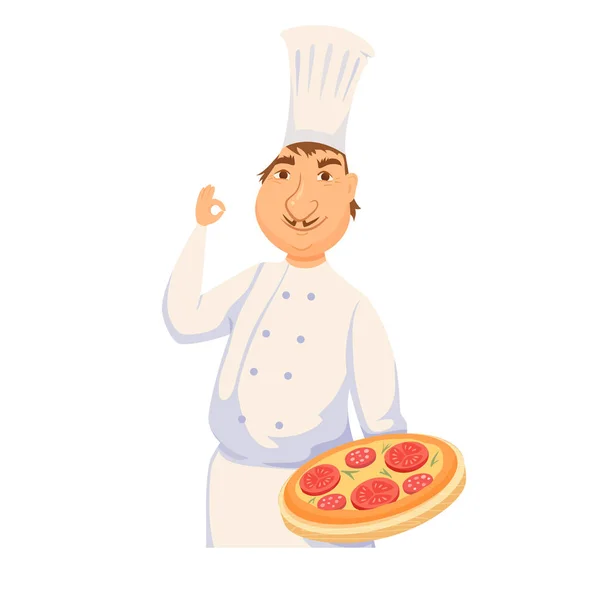 Chef cucina pizza italiana — Vettoriale Stock