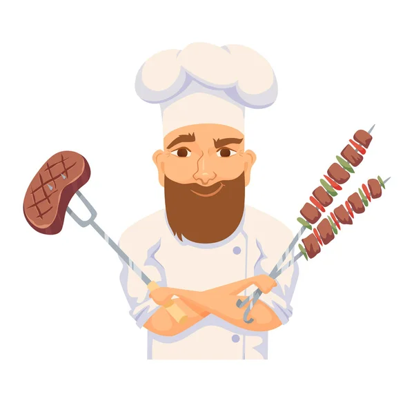 Chef cooking BBQ — Stock Vector