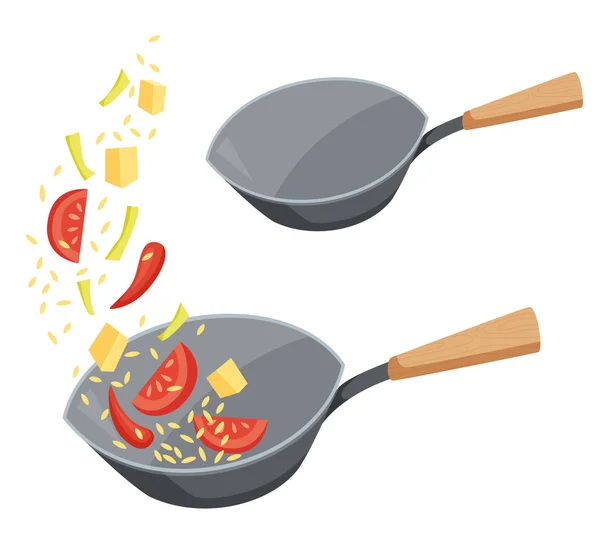 Frigideira wok — Vetor de Stock