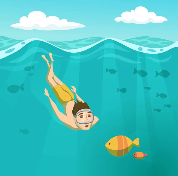 De mens zwemt onder water — Stockvector