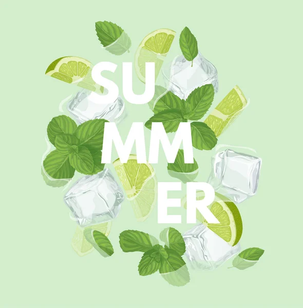 Carta de verano con mojito — Vector de stock