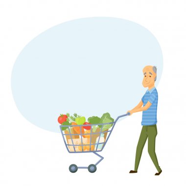 Alışveriş sepeti ile yaşlı erkekler