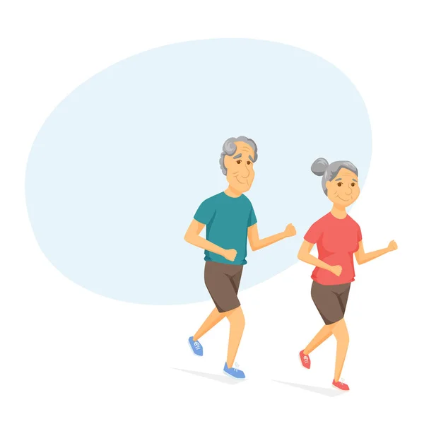 Seniors τρέχει και χαμογελαστός — Διανυσματικό Αρχείο