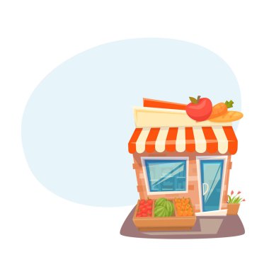 Bakkal mağaza önünde