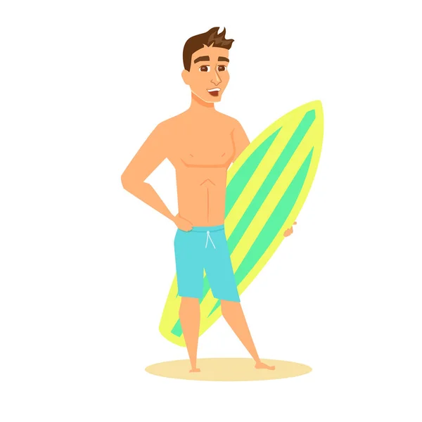 Männer mit Surfbrett — Stockvektor