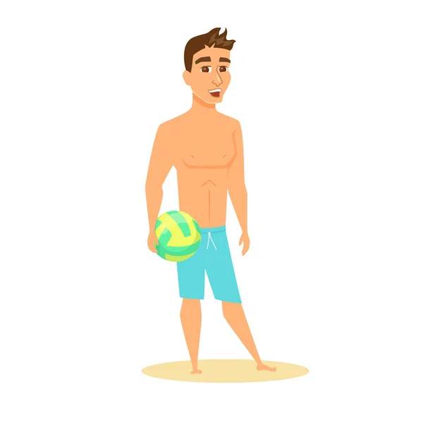 Homens segurar bola de praia — Vetor de Stock