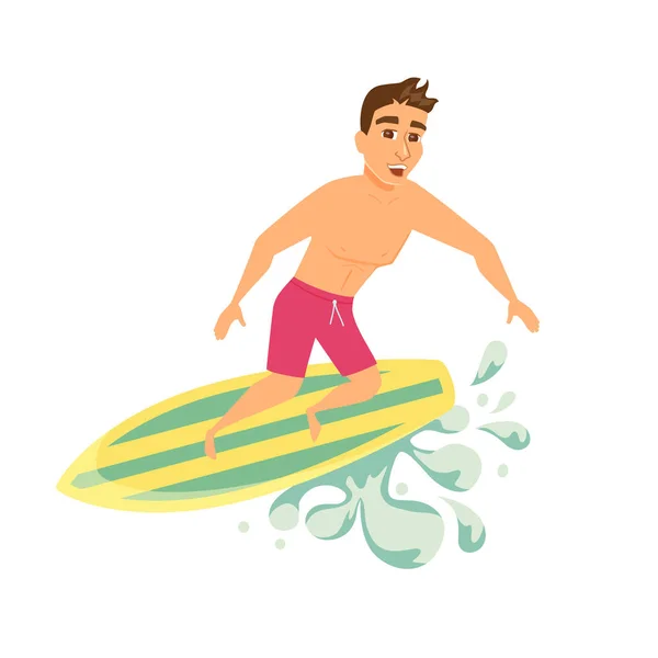 Surfer άνθρωπος στο σορτς — Διανυσματικό Αρχείο