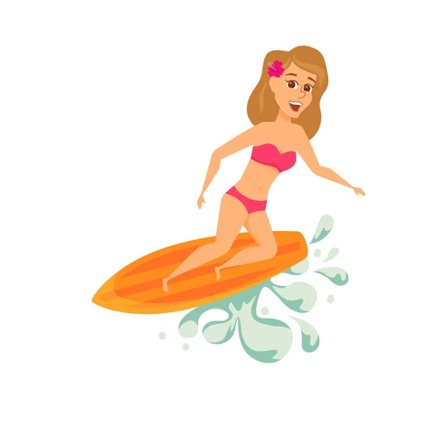 Surferin im Bikini — Stockvektor