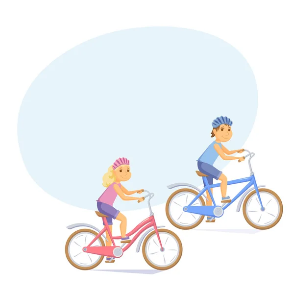 Ciclista niños en bicicleta — Vector de stock
