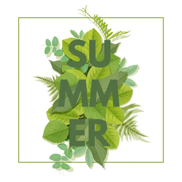 Lettre d'été avec feuilles — Image vectorielle