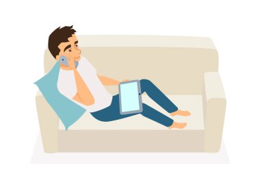 Adam kullanmak laptop ve telefon