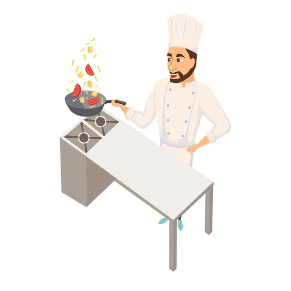 Kock med wok pan — Stock vektor