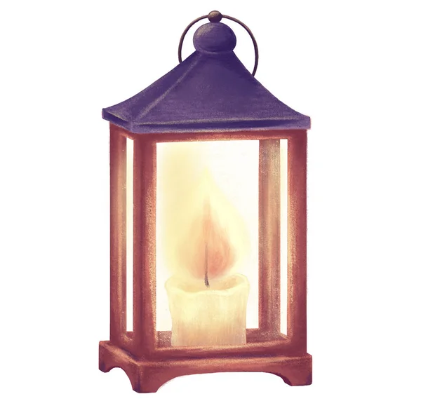 Linternas de madera con candelabro — Foto de Stock
