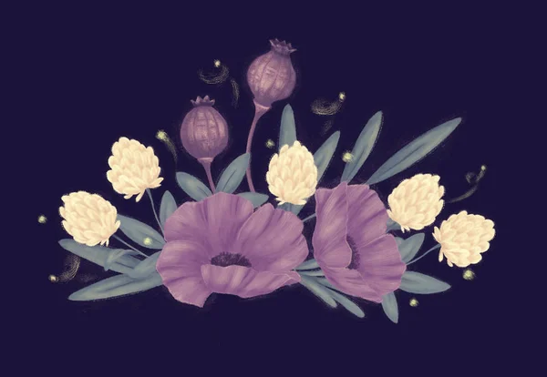 Blommor. Bukett av vallmo — Stockfoto