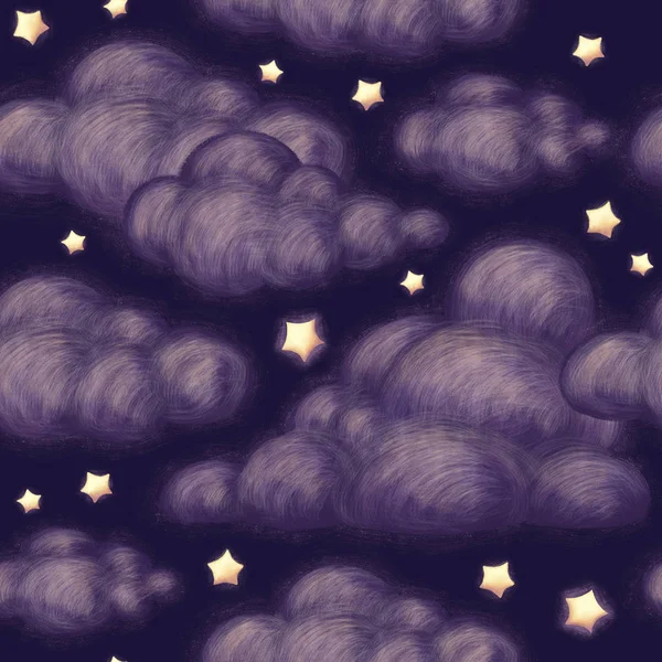 Бесшовный рисунок ночного неба — стоковое фото