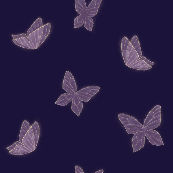 Νύχτα χωρίς συγκόλληση μοτίβο πεταλούδα — Φωτογραφία Αρχείου