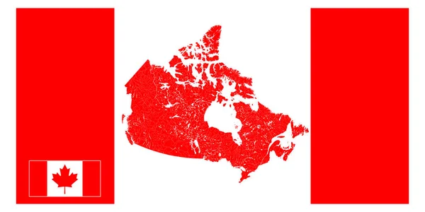 Mapa de Canadá con ríos y lagos . — Vector de stock