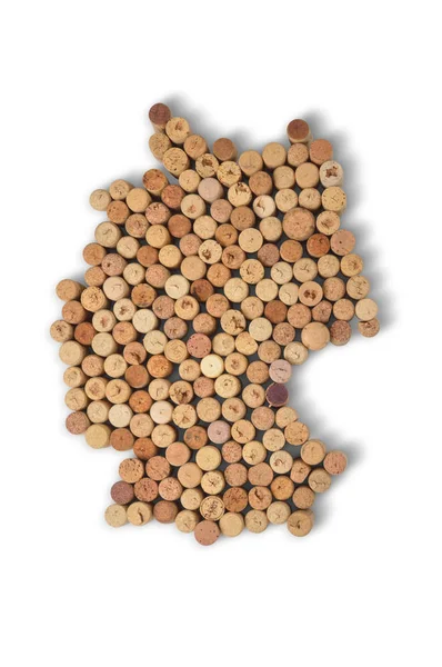 Countries winemakers - maps from wine corks. Map of Germany on white background. — Stock Photo, Image
