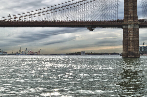 HDR view of Brooklyn Bridge.