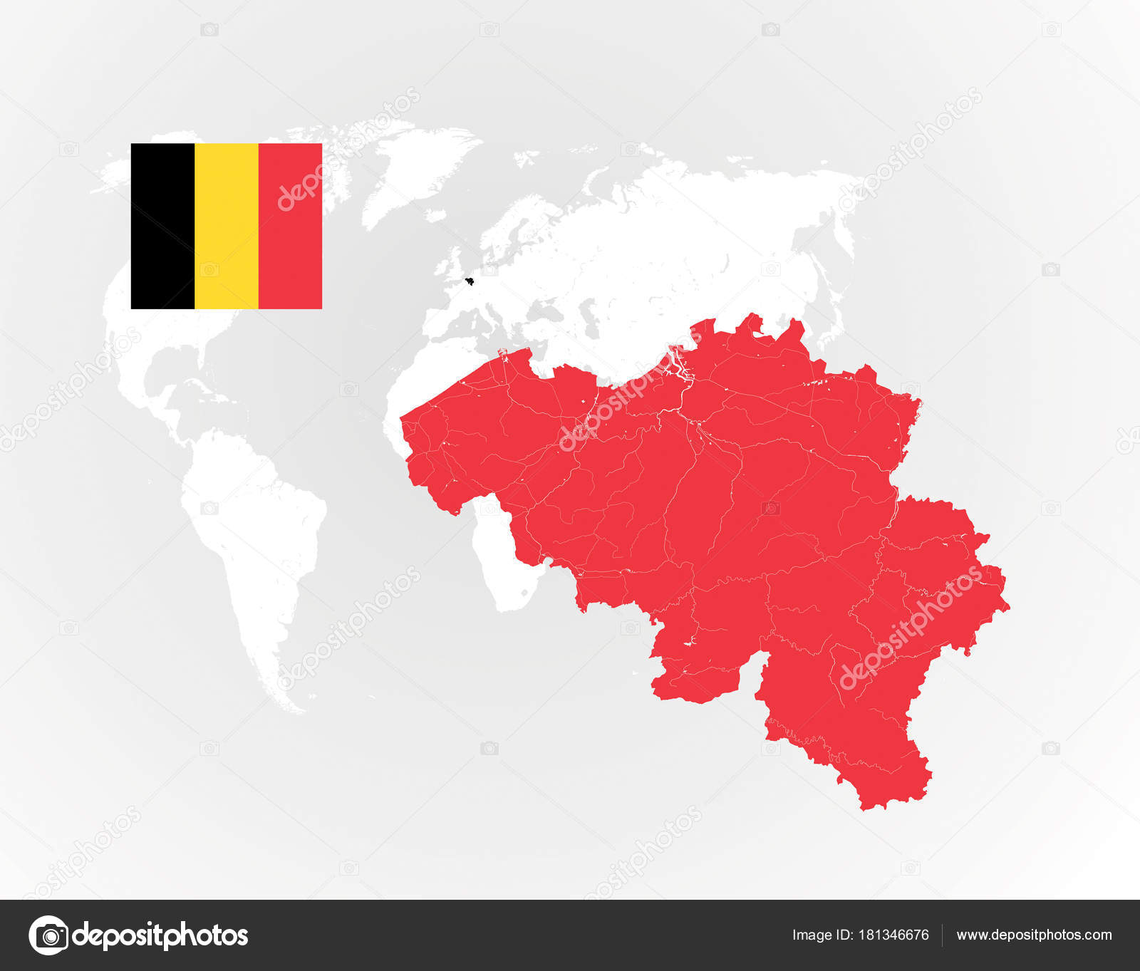 map of belgium with rivers and lakes national flag of belgium and world map as