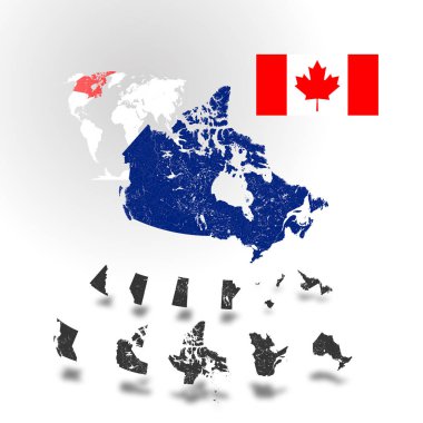 Map of Canada with rivers and lakes. clipart