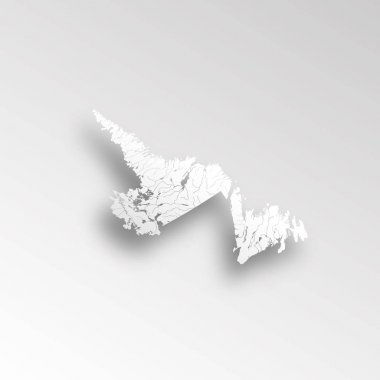 Nehirler ve göller ile Newfoundland ve Labrador Haritası.