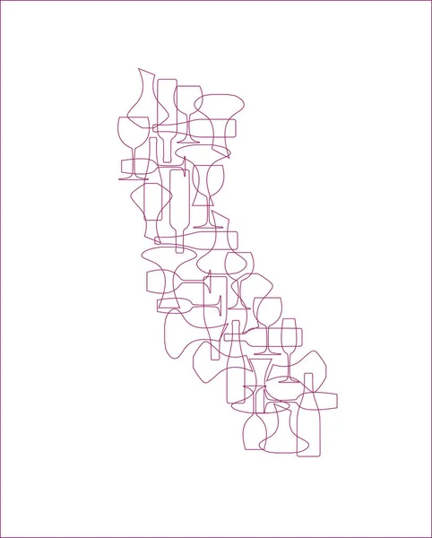 Vinařské zázemí - stylizované mapy státních vinařů. California — Stockový vektor