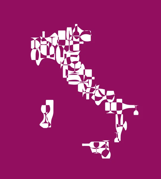 Wijnachtergrond - gestileerde kaarten van landen wijnmakers. Italië. — Stockvector