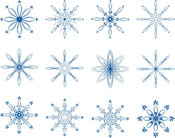 Ensemble de vecteurs de flocon de neige — Image vectorielle