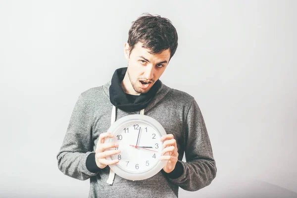 Geschäftsmann Mit Großer Uhr — Stockfoto