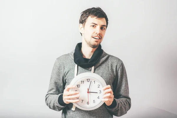 Geschäftsmann Mit Großer Uhr — Stockfoto