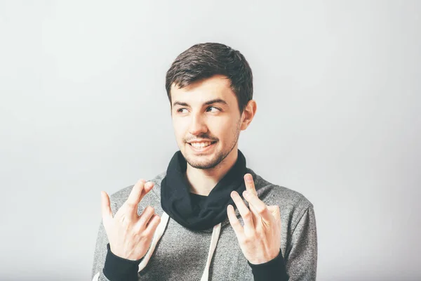 Young Businessman Crossing His Fingers Hope — Stock Photo, Image